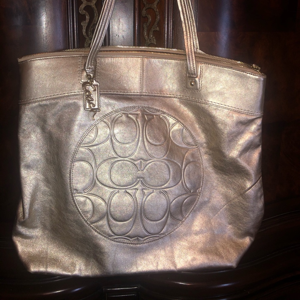 Coach Laura Metallic Signature Tote